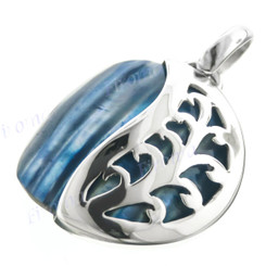 1 1/4" 925 Silver Blue Turbo Shell Pendant