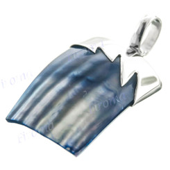 1 9/16" 925 Silver Blue Turbo Shell Pendant