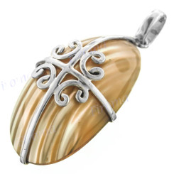 1 9/16" 925 Silver Gold Turbo Shell Pendant