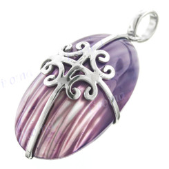 1 9/16" 925 Silver Purple Turbo Shell Pendant