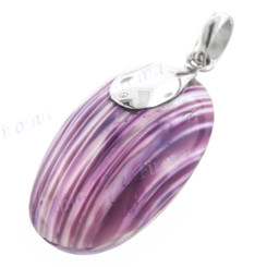 1 3/4" 925 Silver Purple Turbo Shell Pendant