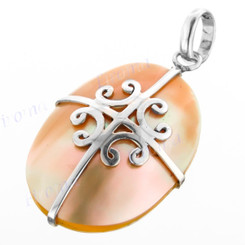 1 9/16" 925 Silver Gold Abalone Shell Pendant