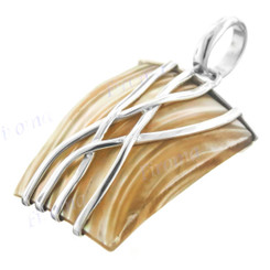 1 3/8" 925 Silver Gold Turbo Shell Pendant