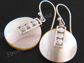 11/16" 925 Silver Gold Abalone Shell French Wires Earrings