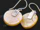 11/16" 925 Silver Gold Abalone Shell French Wires Earrings