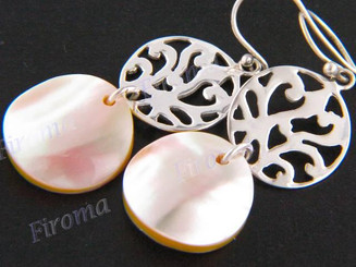 1 1/4" 925 Silver Gold Abalone Shell French Wires Earrings