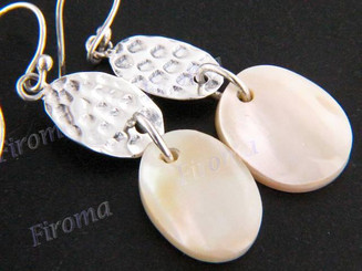 1 3/16" 925 Silver White Abalone Shell French Wires Earrings