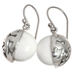 9/16" 925 Silver Pink Mother Of Pearl Shell French Wires Earrings