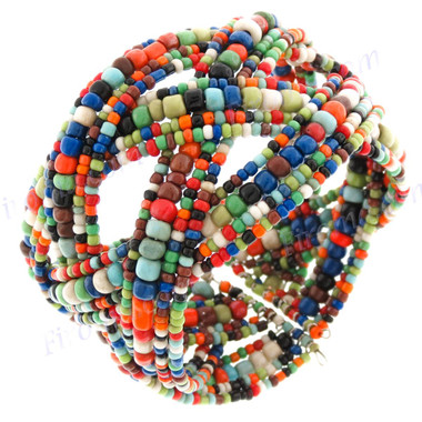 Glass Seed Beads 7" Cuff Bracelet