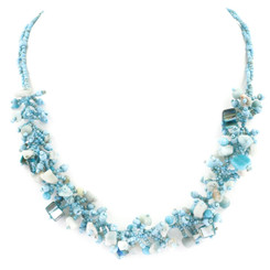 Mineral Chips Seed Beads 21" Turquoise Necklace