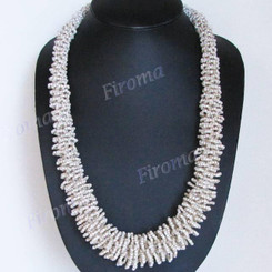 Seed Beads 31" Beige Khaki Necklace