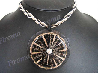 Cone Shell Rope 17" Beige Brown Necklace Pendant