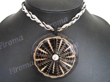 Cone Shell Rope 17" Beige Brown Necklace Pendant