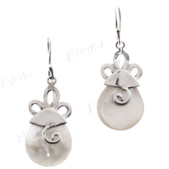 1" 925 Silver Mother Of Pearl Shell French Wires Earrings
