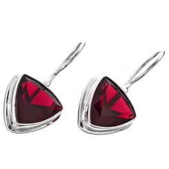 9/16" 925 Silver Garnet Trillion Red French Wires Earrings