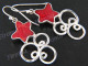 1 5/16" 925 Silver Red Coral Star French Wires Earrings