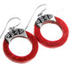 1" 925 Silver Red Coral Round French Wires Earrings