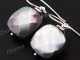 9/16" 925 Silver Mother Of Pearl Shell Black French Wires Earrings
