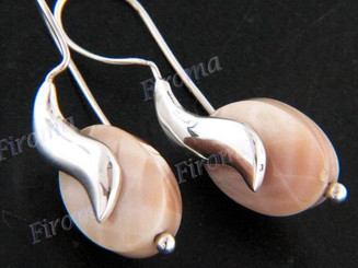 13/16" 925 Silver Mother Of Pearl Shell Lilac Pink French Wires Earrings