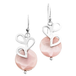 13/16" 925 Silver Mother Of Pearl Shell Lilac Pink French Wires Earrings