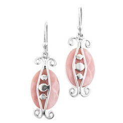 7/8" 925 Silver Mother Of Pearl Shell Lilac Pink French Wires Earrings