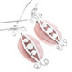 7/8" 925 Silver Mother Of Pearl Shell Lilac Pink French Wires Earrings