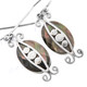 7/8" 925 Silver Mother Of Pearl Shell Black French Wires Earrings