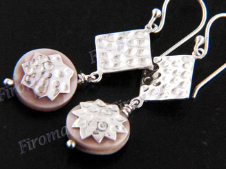 1 5/16" 925 Silver Mother Of Pearl Shell French Wires Earrings