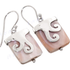 11/16" 925 Silver Pink Mother Of Pearl Shell French Wires Earrings