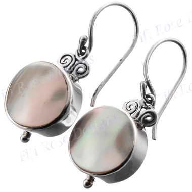11/16" 925 Silver Yellow Abalone Shell French Wires Earrings