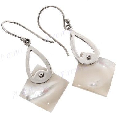 1" 925 Silver White Mother Of Pearl Shell French Wires Earrings