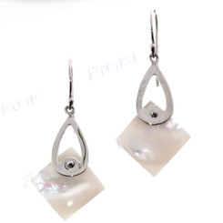 1" 925 Silver White Mother Of Pearl Shell French Wires Earrings