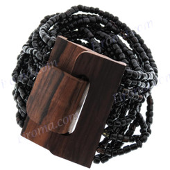 3mm Seed Beads Buckle 7" Onyx Black Bracelet