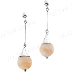 2" 925 Silver Mother Of Pearl Shell Teardrop Post Earrings