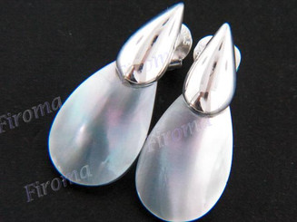 7/8" 925 Silver Blue Abalone Shell Post Earrings