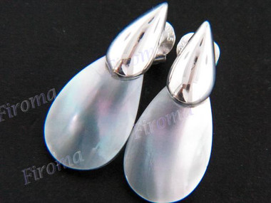 7/8" 925 Silver Blue Abalone Shell Post Earrings
