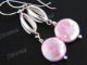 1 3/16" 925 Silver Pink Biwa Pearl French Wires Earrings