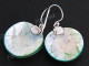 7/8" 925 Silver Pink Abalone Shell Round Green French Wires Earrings