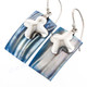 7/8" 925 Silver Blue Turbo Shell Rectangle French Wires Earrings