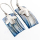 7/8" 925 Silver Blue Turbo Shell Rectangle French Wires Earrings