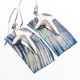7/8" 925 Silver Blue Turbo Shell Rectangle French Wires Earrings