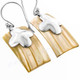 7/8" 925 Silver Gold Turbo Shell Rectangle French Wires Earrings