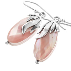 SALE! 13/16" PINK MOTHER OF PEARL SHELL 925 STERLING SILVER earrings