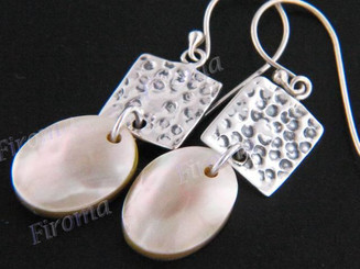1" 925 Silver Gold Abalone Shell French Wires Earrings