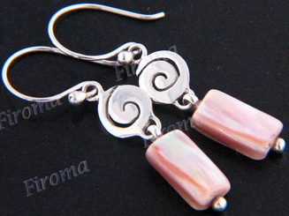1" 925 Silver Pink Mother Of Pearl Shell French Wires Earrings