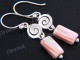 1" 925 Silver Pink Mother Of Pearl Shell French Wires Earrings