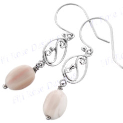 1 3/16" 925 Silver Cone Shell French Wires Earrings