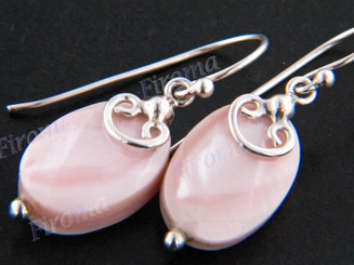 9/16" 925 Silver Pink Mother Of Pearl Shell French Wires Earrings