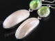 1 3/4" 925 Silver Gold Abalone Shell Green Biwa Pearl French Wires Earrings