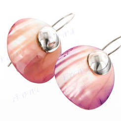 11/16" 925 Silver Purple Turbo Shell French Wires Earrings